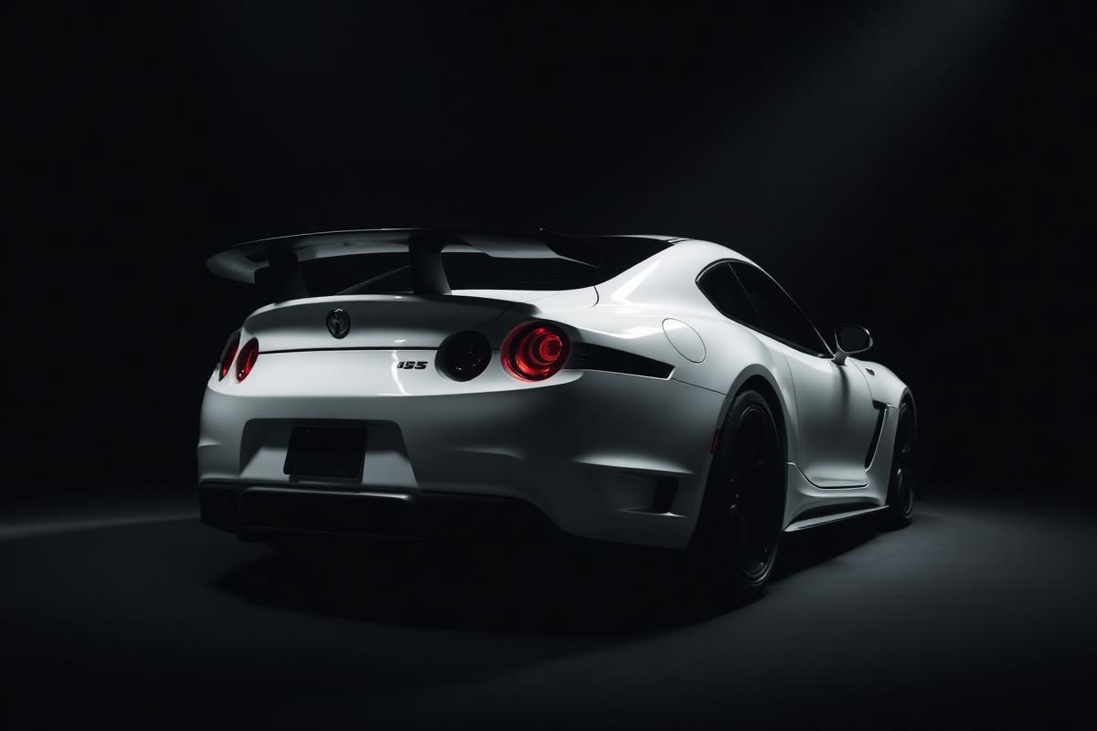 Performance sports car under studio light